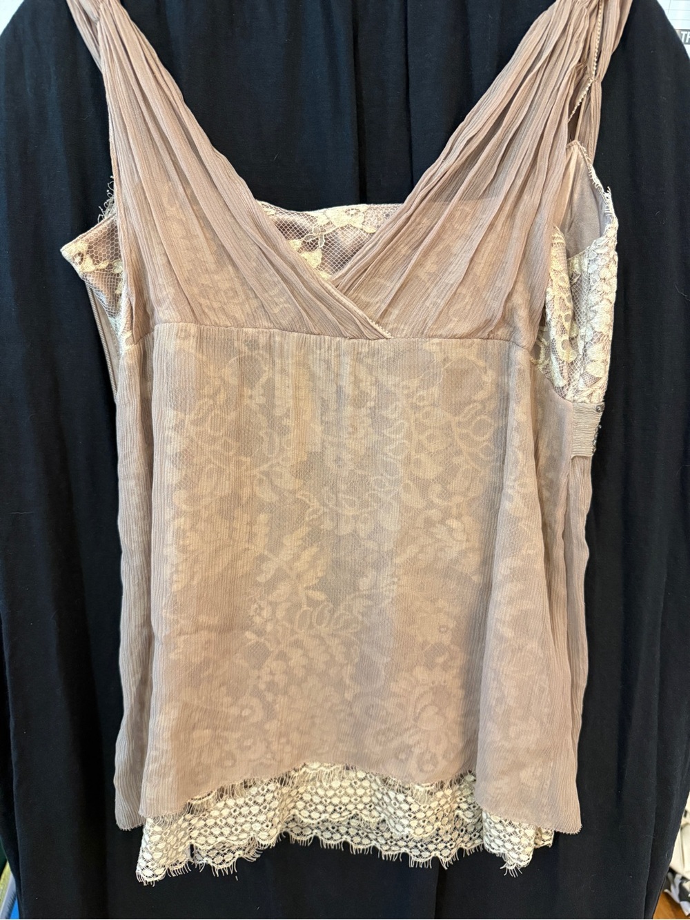 NWT Elie Tahari Vintage Silk Lace-Trim Embellished Blouse - Picture 5 of 7